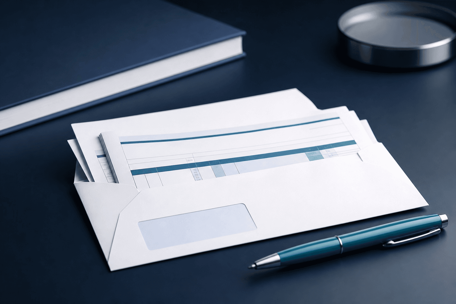 Invoice documents prepared on a professional desk